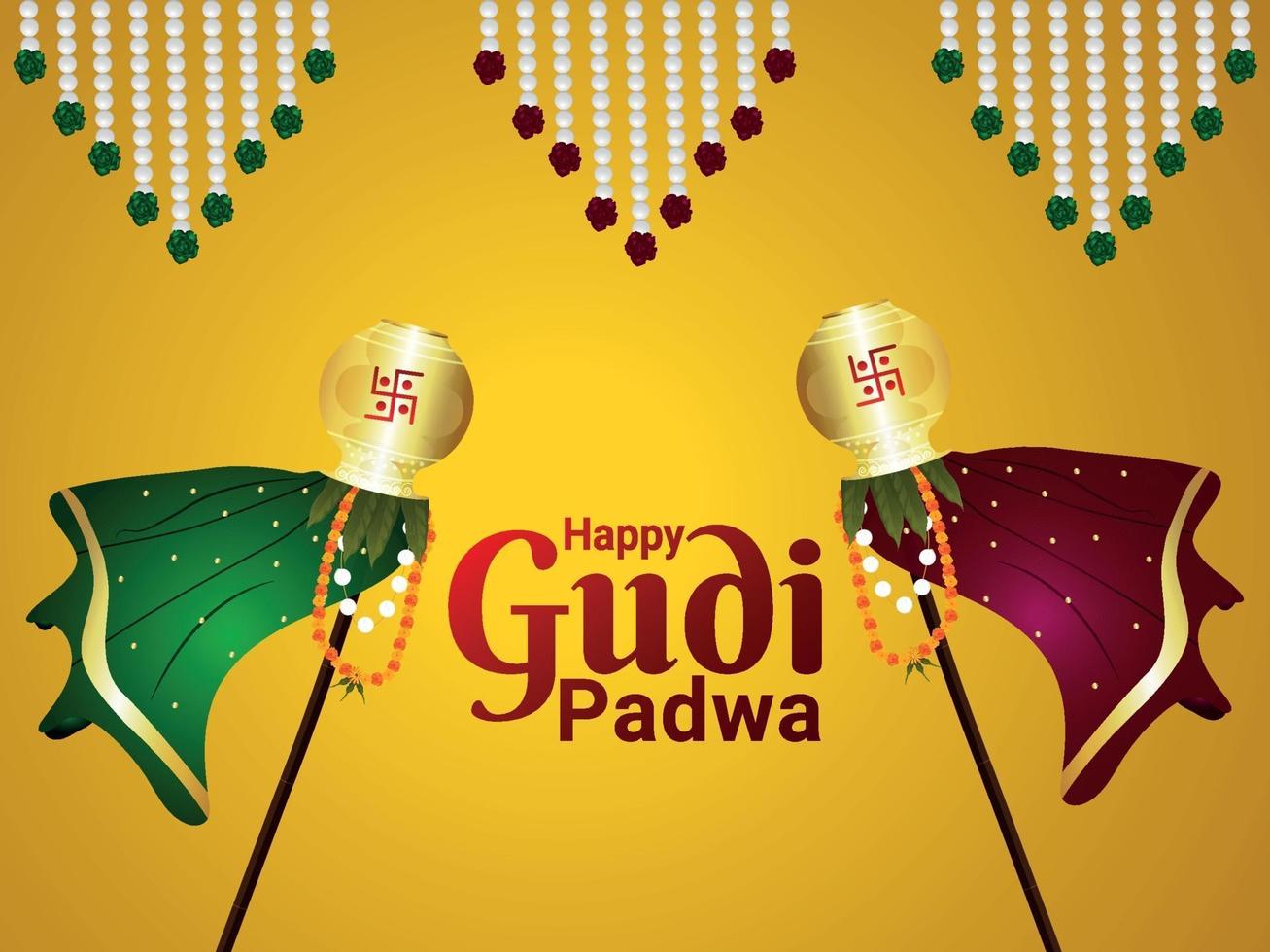 Realistic gudi padwa festival and abstract background vector