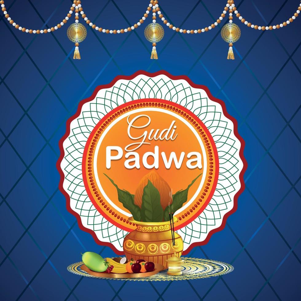 Realistic gudi padwa festival and abstract background vector