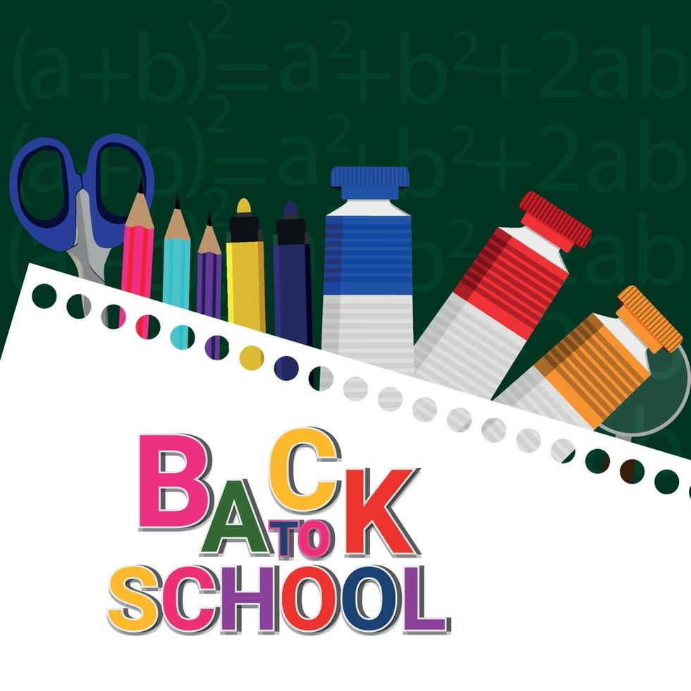 Back to school background with school elemetry vector