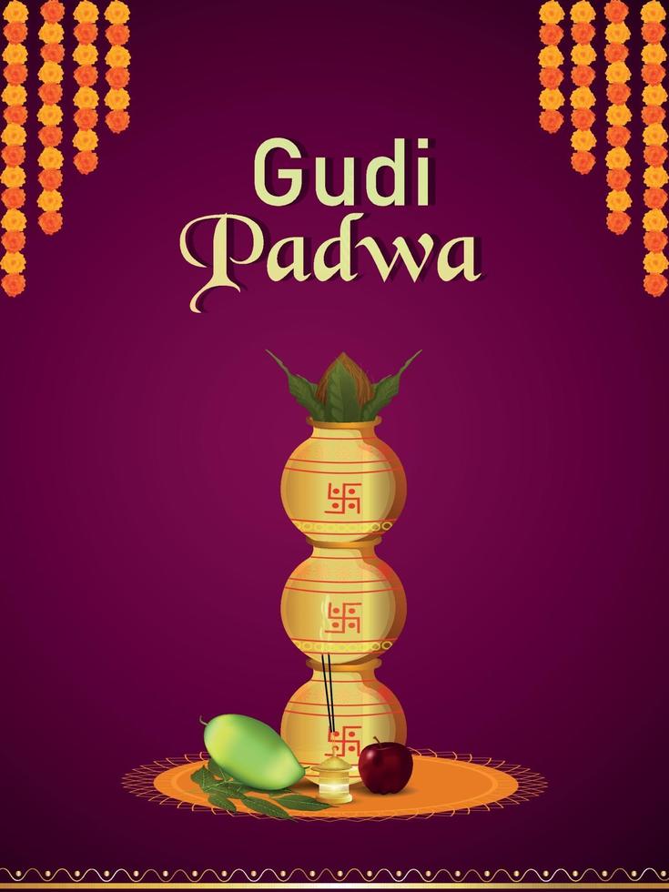 Illustration with decorative background of gudi padwa vector
