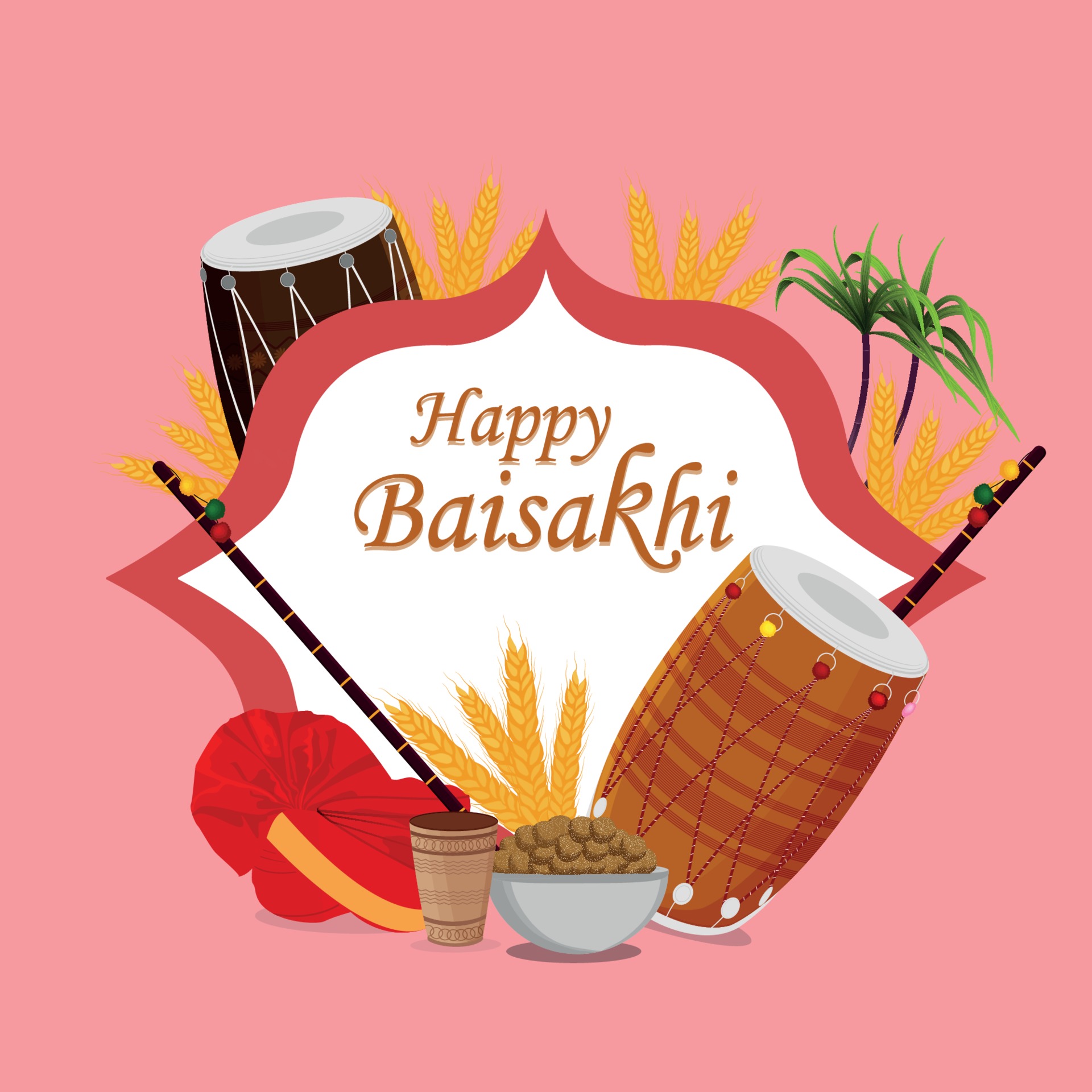 Flat design happy vaisakhi design template and wallpaper 2154872 Vector