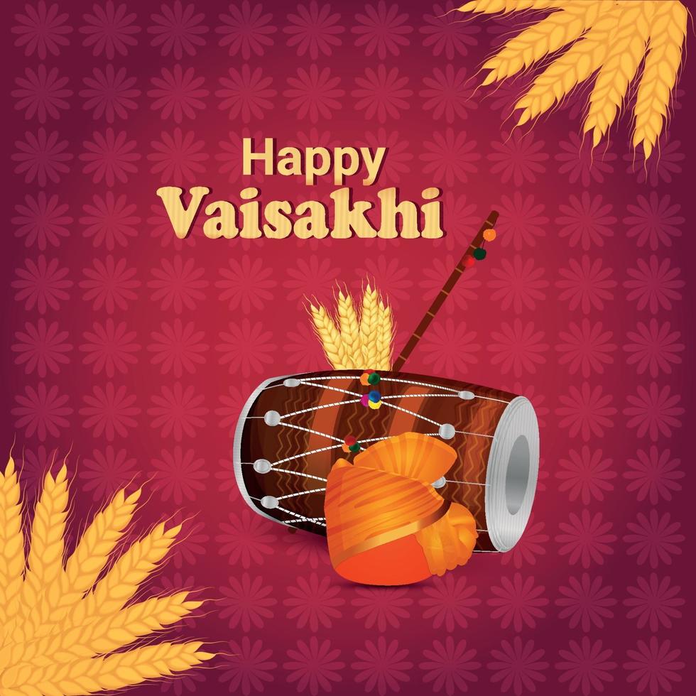 Happy vaisakhi greeting card and background vector