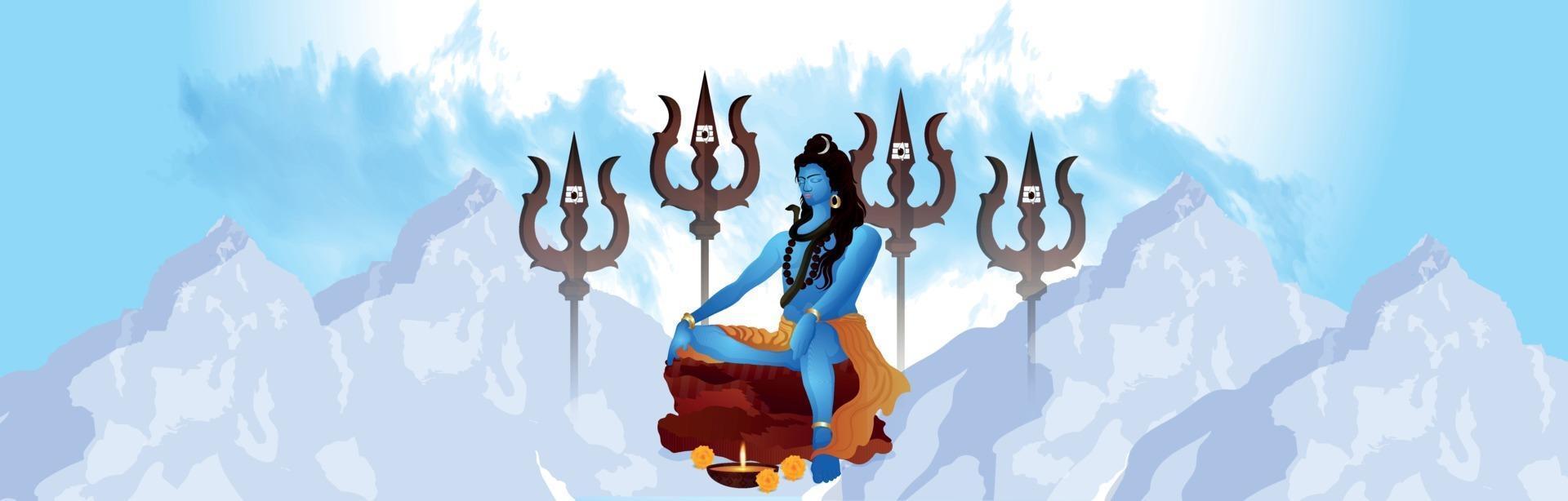 Maha shivratri celebration poster or banner , hindu festival celebration background vector