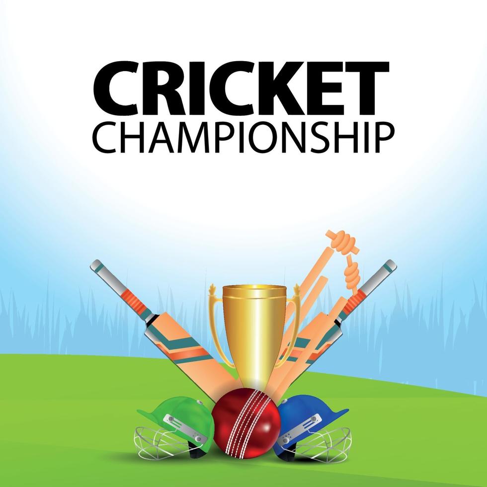 Cricket championship illustration with cricket equipment vector