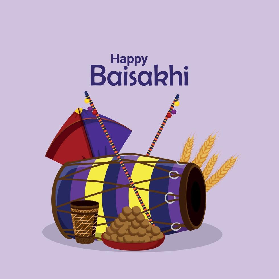 feliz tarjeta de felicitación vaisakhi o banner vector