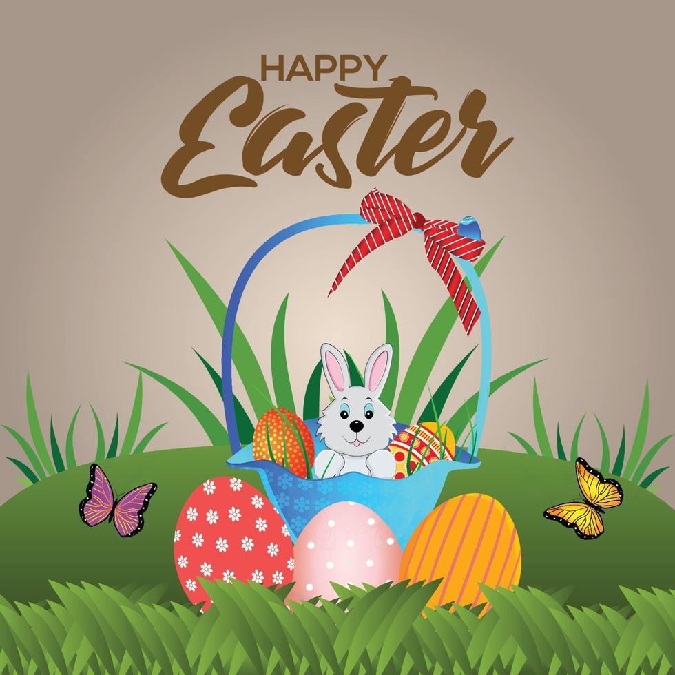 conejito de pascua creativo y colorido huevo de pascua con fondo vector