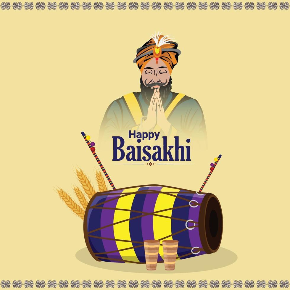 Creative illustration of happy vaisakhi greeting card vector