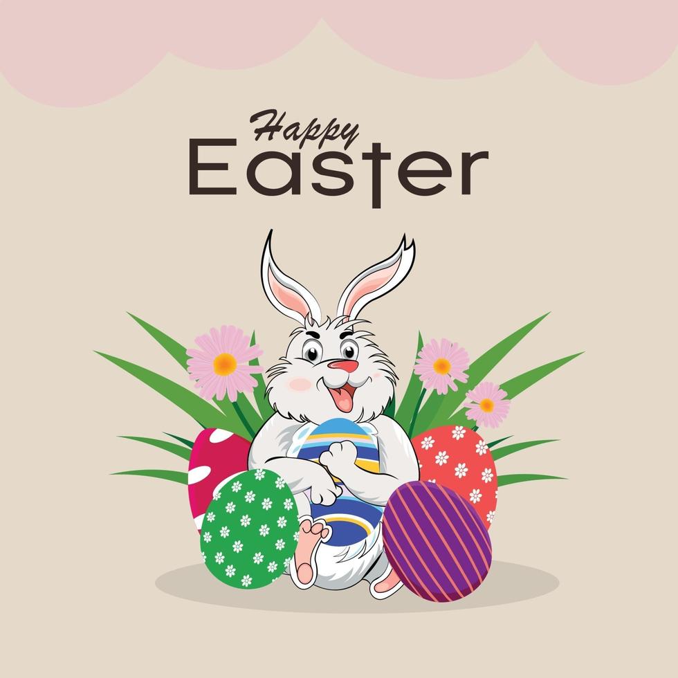 Happy easter day flat design template vector