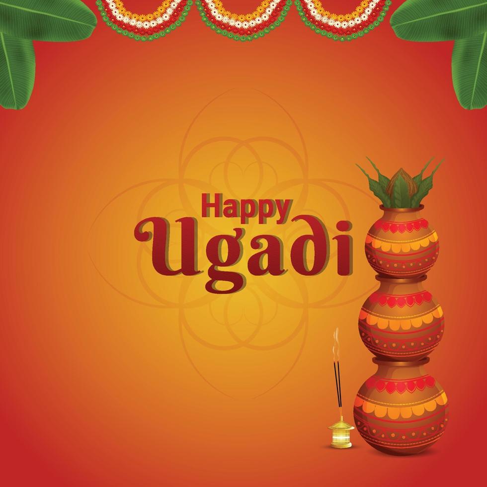 Creative kalash of happy gudi padwa background vector