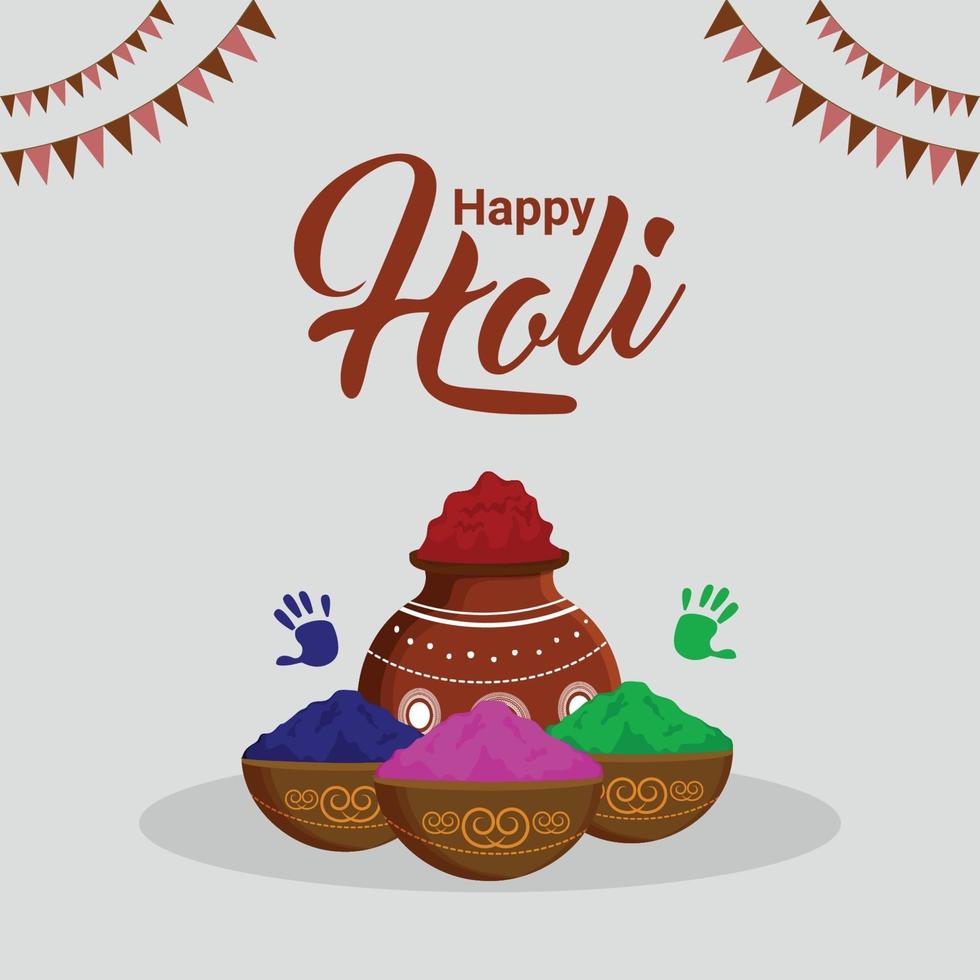 Flat elements and background of happy holi vector