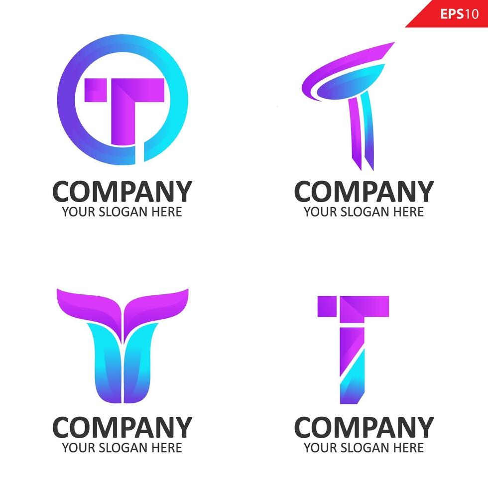 Collection Colorful initial T letter logo design template vector