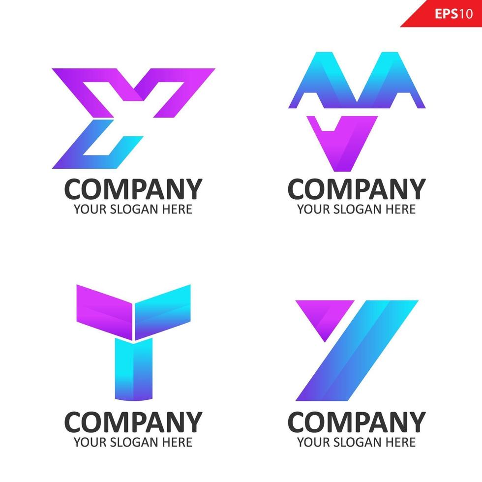 Colección colorida plantilla de diseño de logotipo de letra y inicial vector