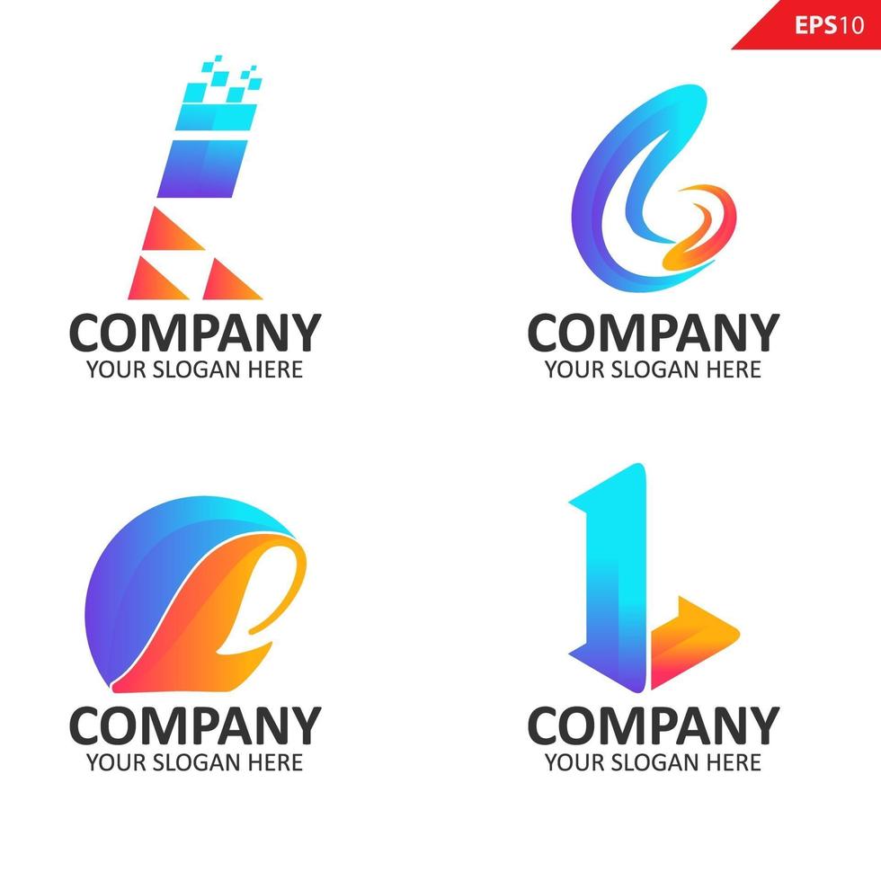 Collection Colorful initial L letter logo design template vector