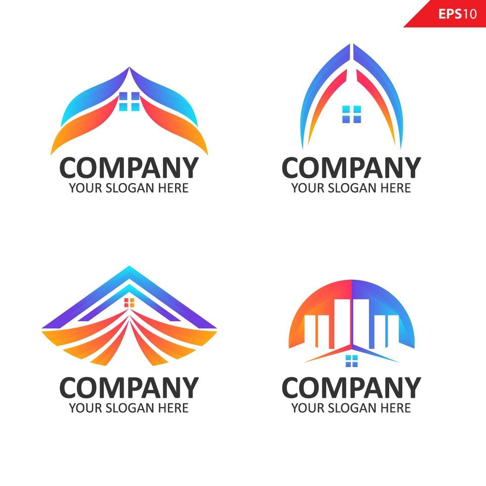 colección de logotipos de bienes raíces plantilla de diseño de logotipos coloridos vector