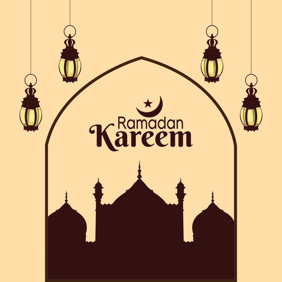 ramadan kareem o eid mubarak concepto de diseño plano vector