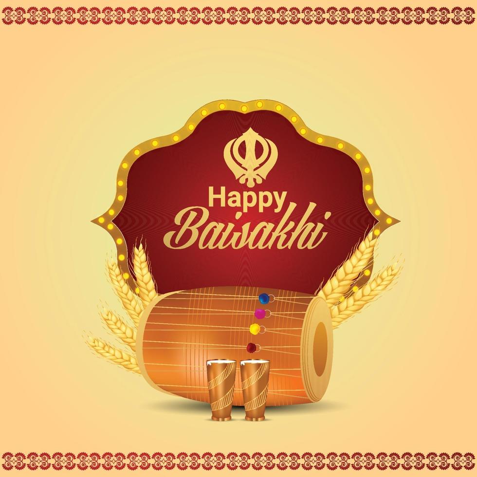 Happy vaisakhi realistic greeting card and background vector
