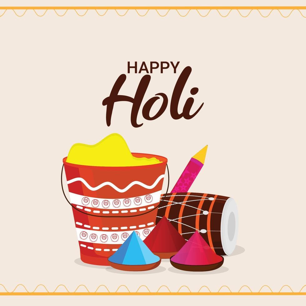 Happy holi hindu indian festival greeting card vector