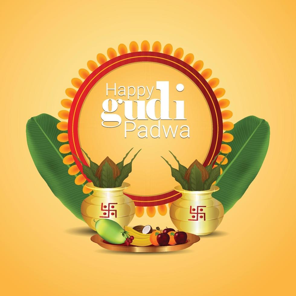 Gudi padwa indian traditional festival celebration background vector