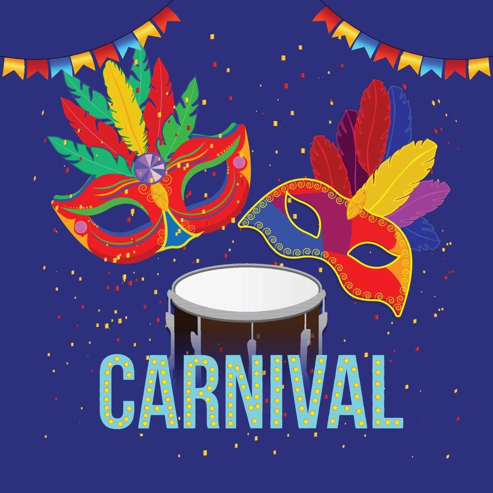 Colorful carnival mask with dtum and background vector