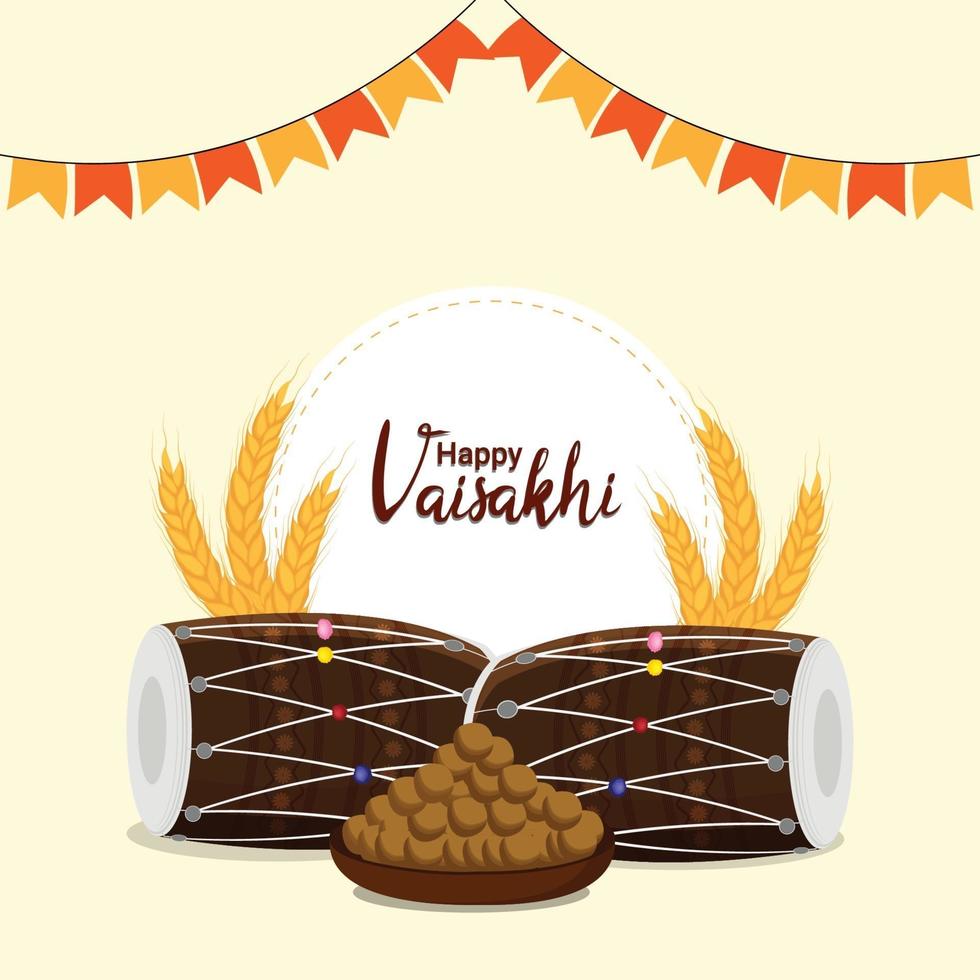 Flat design design template of happy vaisakhio and background vector