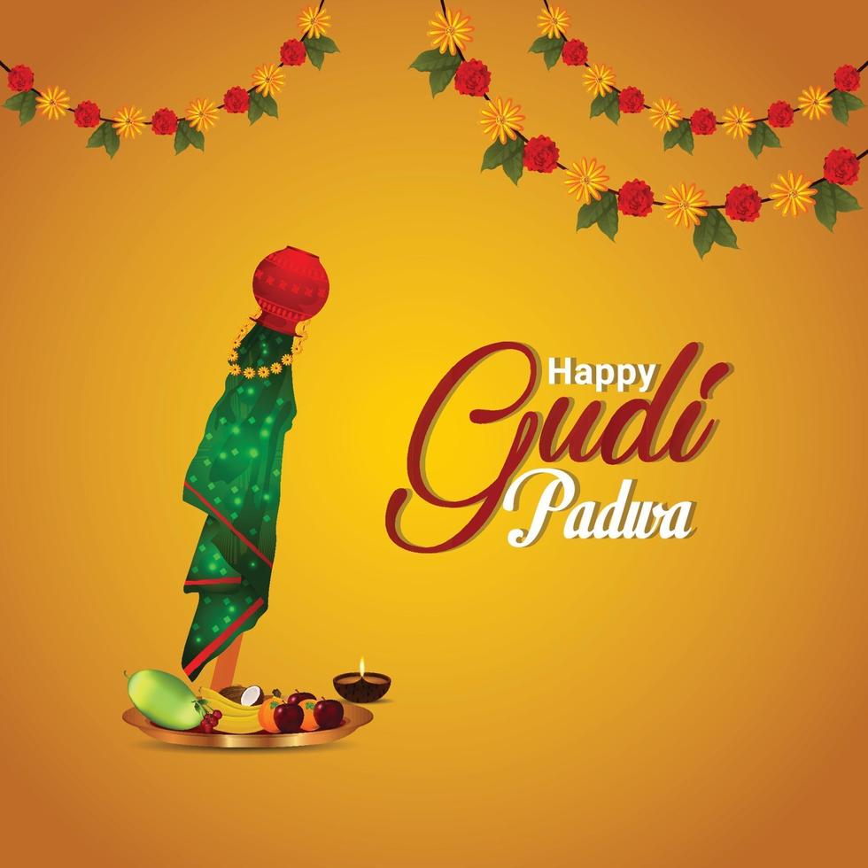 Happy Gudi Padwa Festival Greeting Background Stock Vector Royalty Free  1664830237  Shutterstock