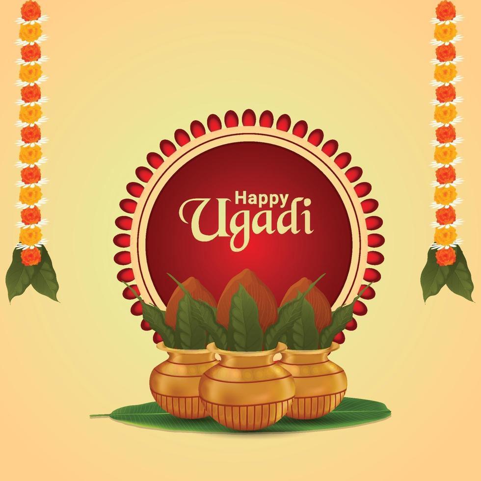 ilustración vectorial y fondo de ugadi feliz vector