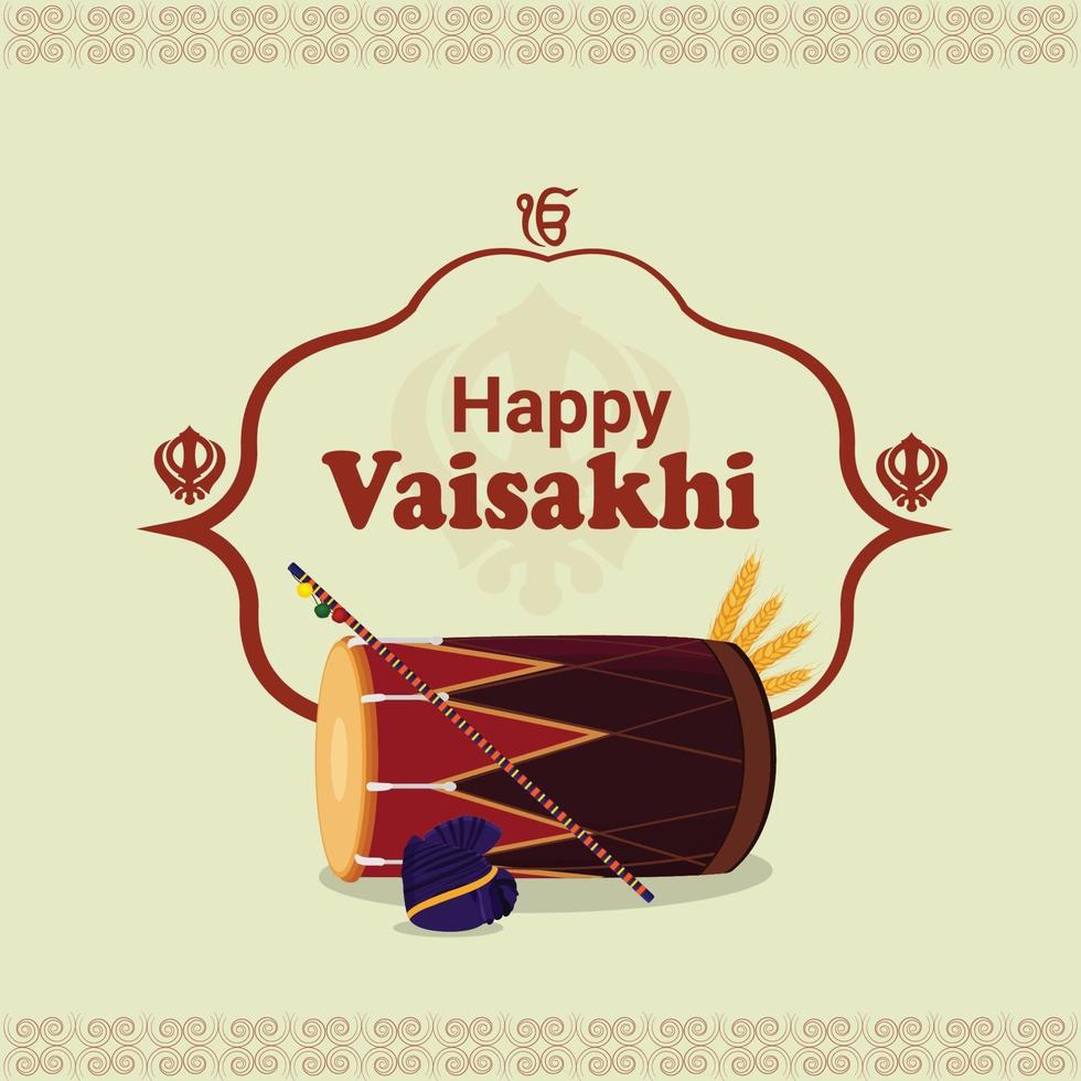 Happy vaisakhi sikh festival celebration background vector