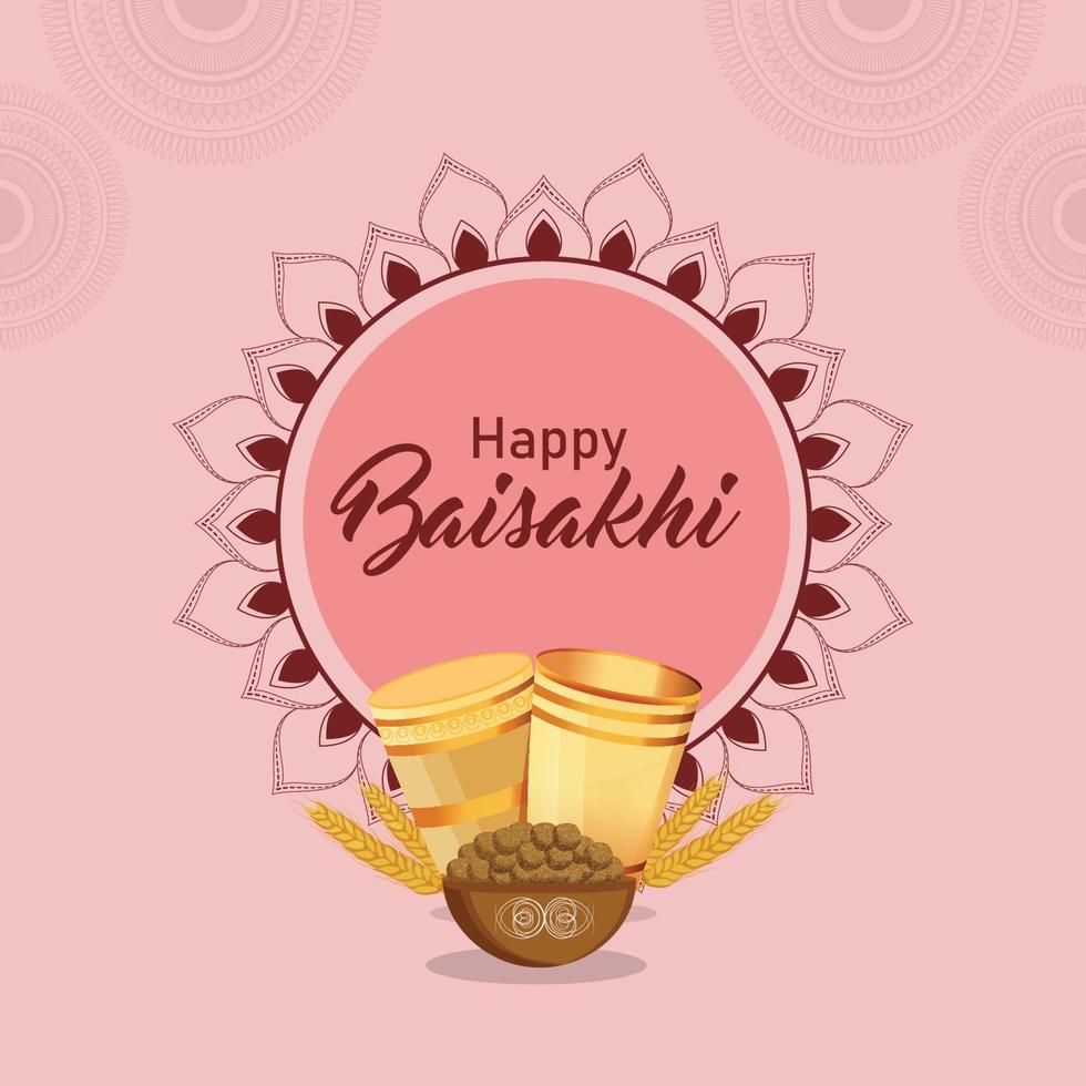 Happy vaisakhi sikh festival celebration background vector