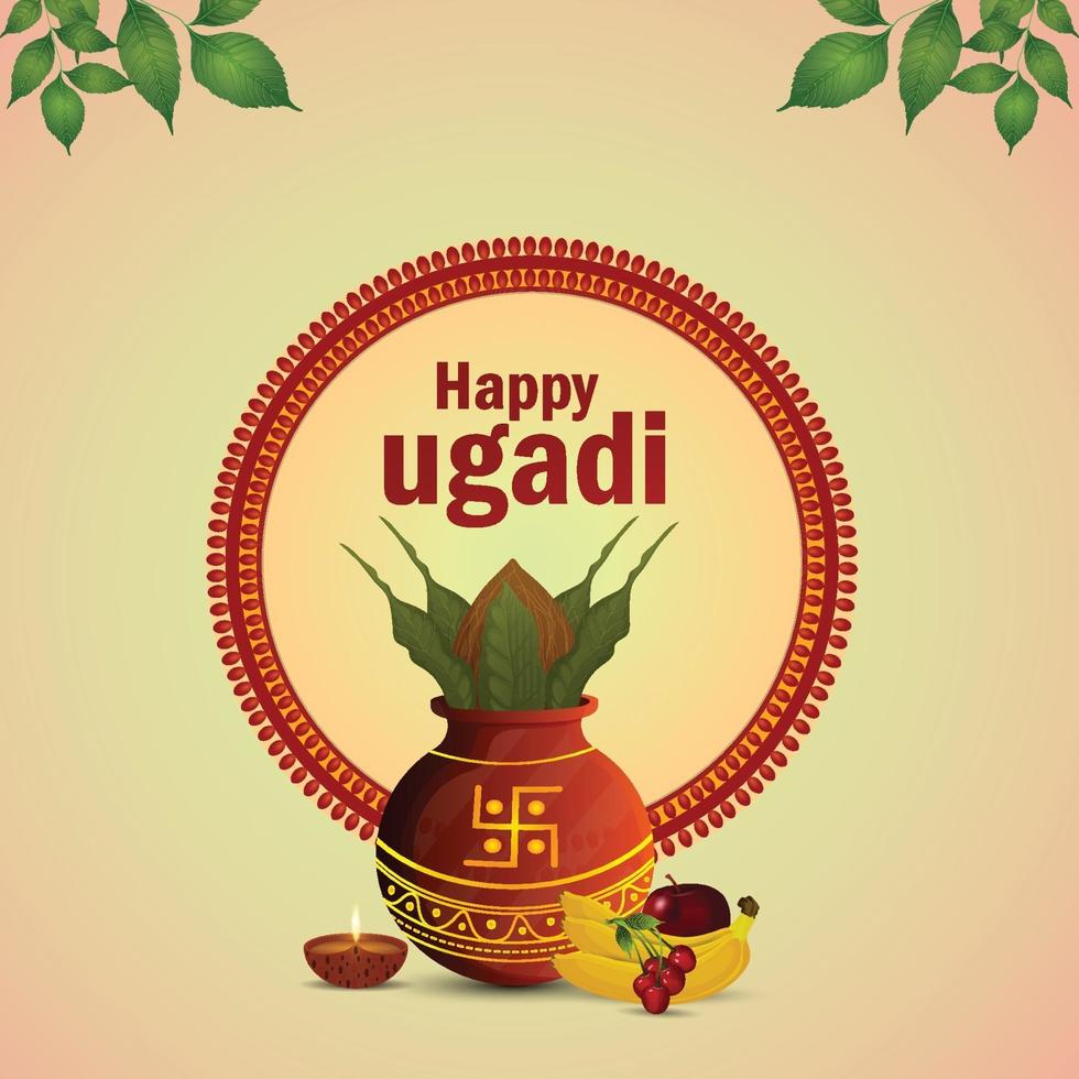 Vector illustration and background of happy ugadi