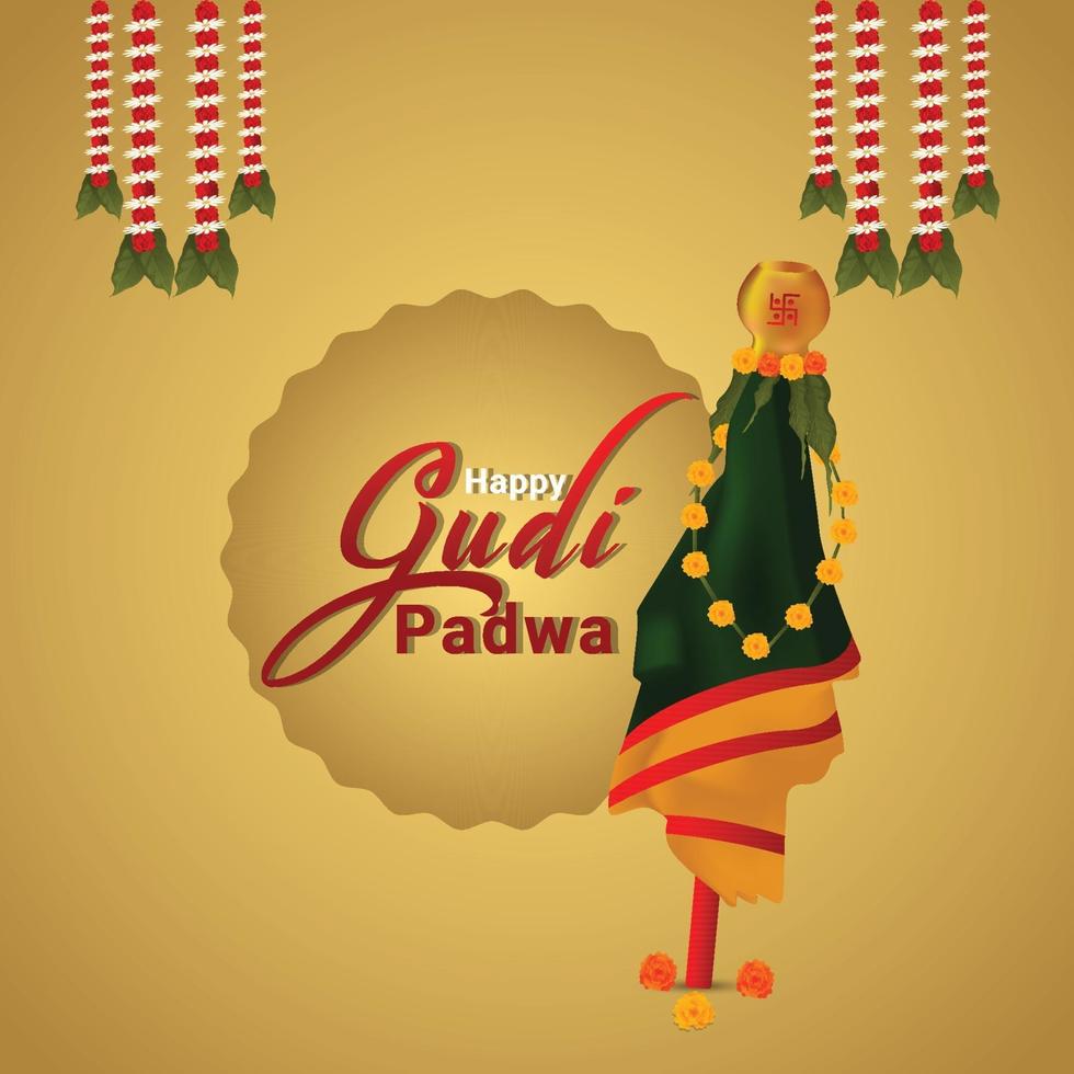 Happy gudi padwa vector illustration and background