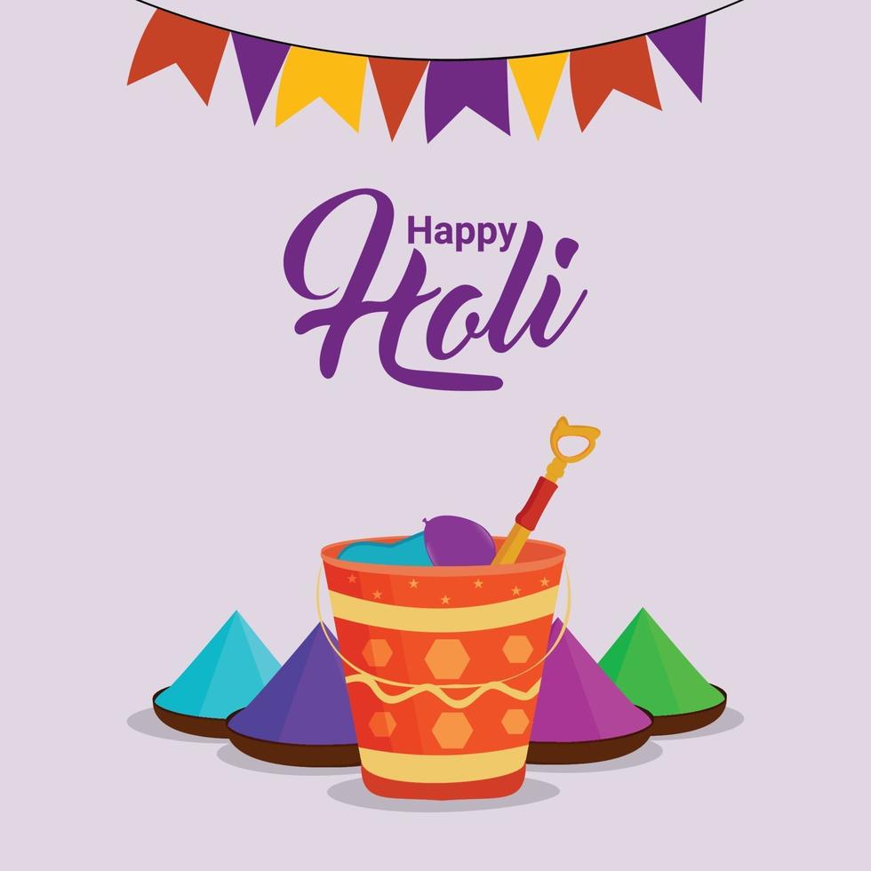 Happy holi vector illustration with realistic elements