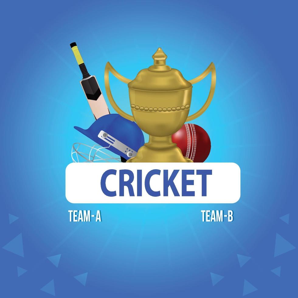 Cricket championship background with helmet and golden trophy vector