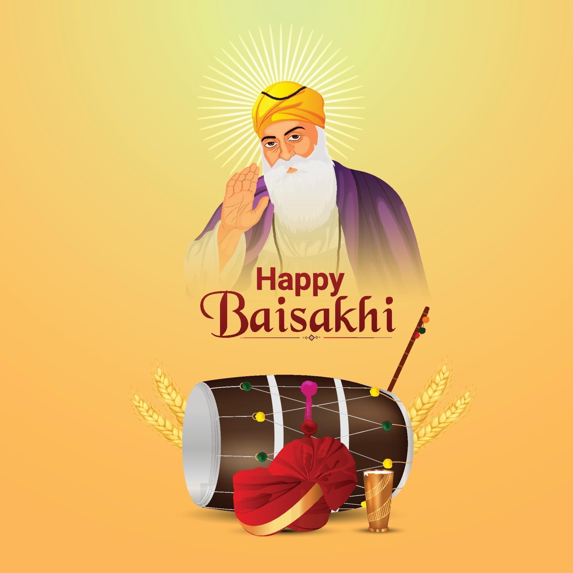 Happy vaisakhi flat design concept with vector illustartion and