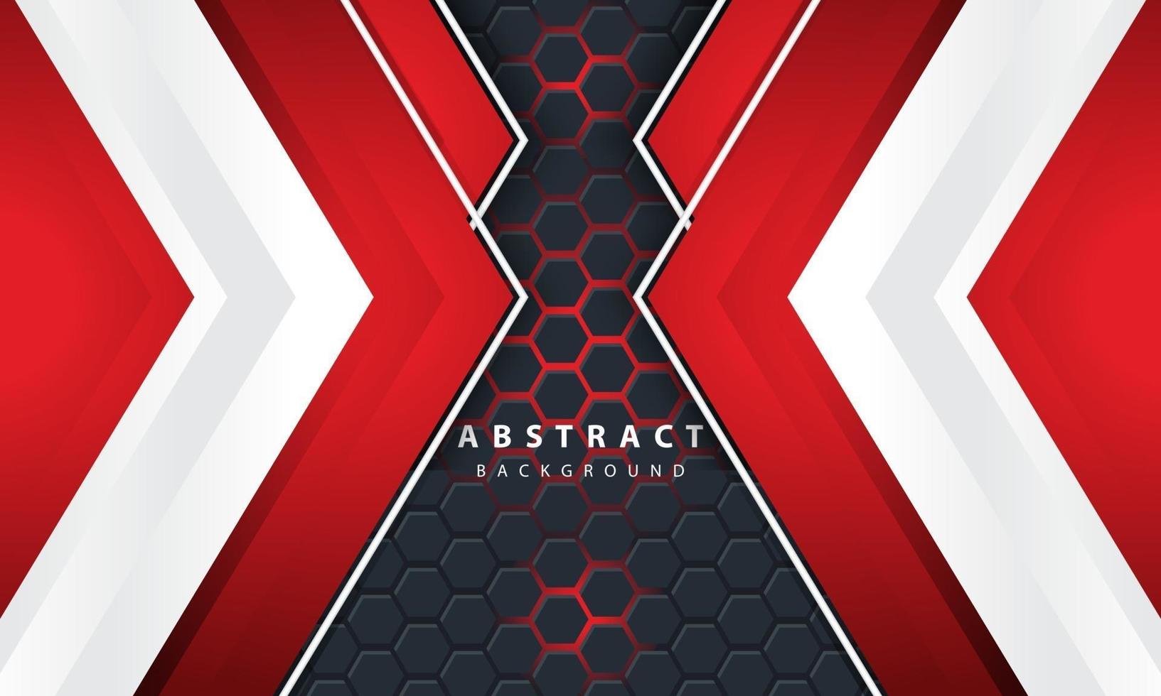 3D abstract red light hexagonal background with red and white frame