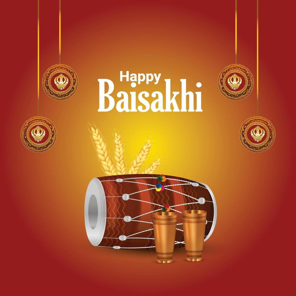 Sikh festival of happy vaisakhi celebration background vector
