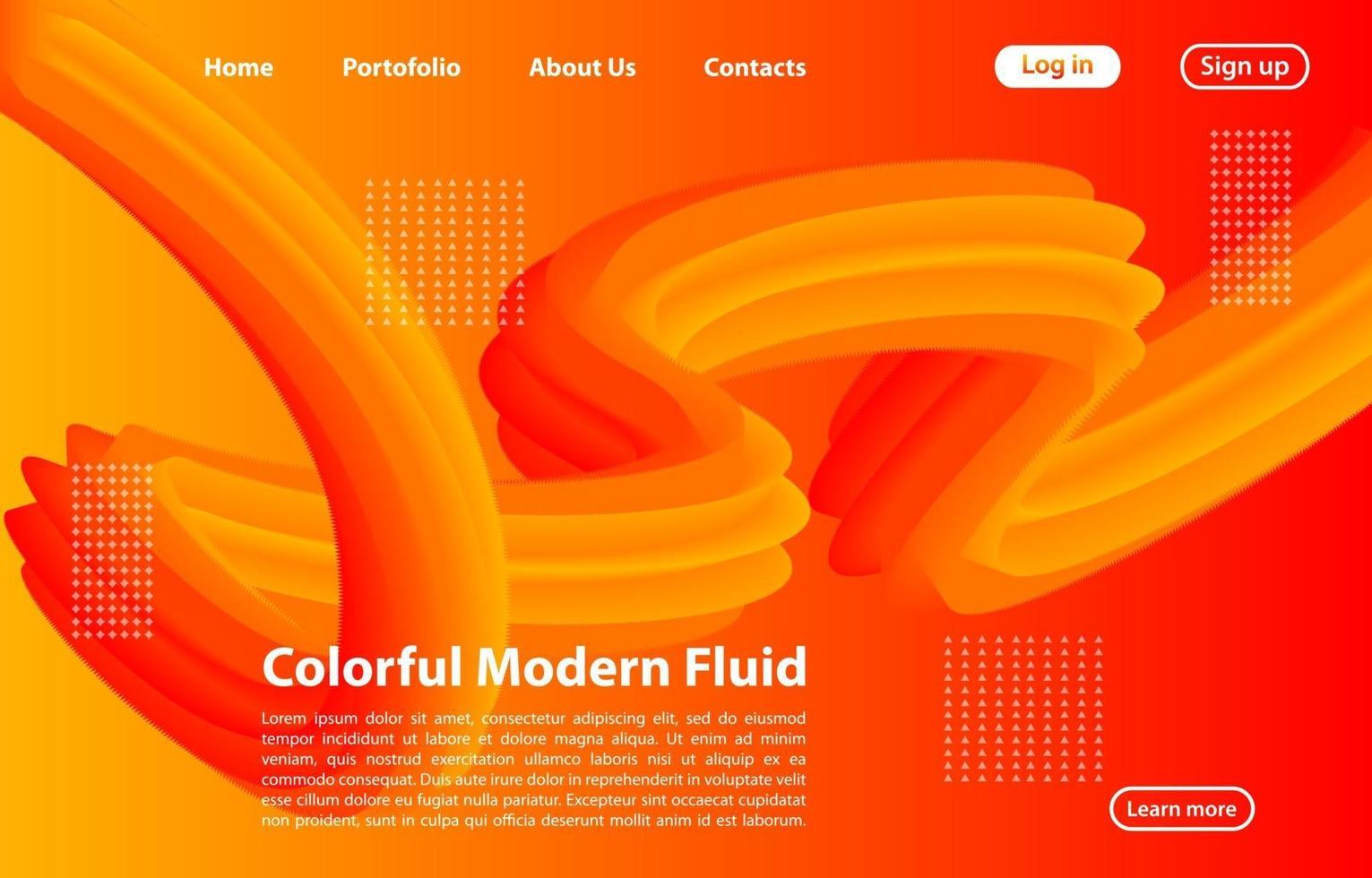 3D Abstract Fluid Shape with Gradient.Landing Page Concept in Orange Color. Abstract orange color geometric shapes background. vector