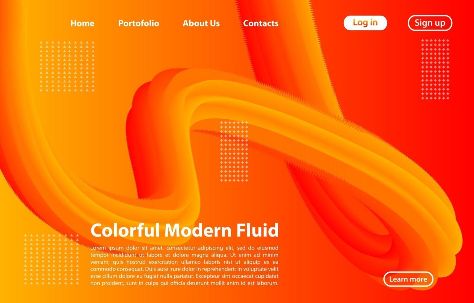 3D Abstract Fluid Shape with Gradient.Landing Page Concept in Orange Color. Abstract orange color geometric shapes background. vector