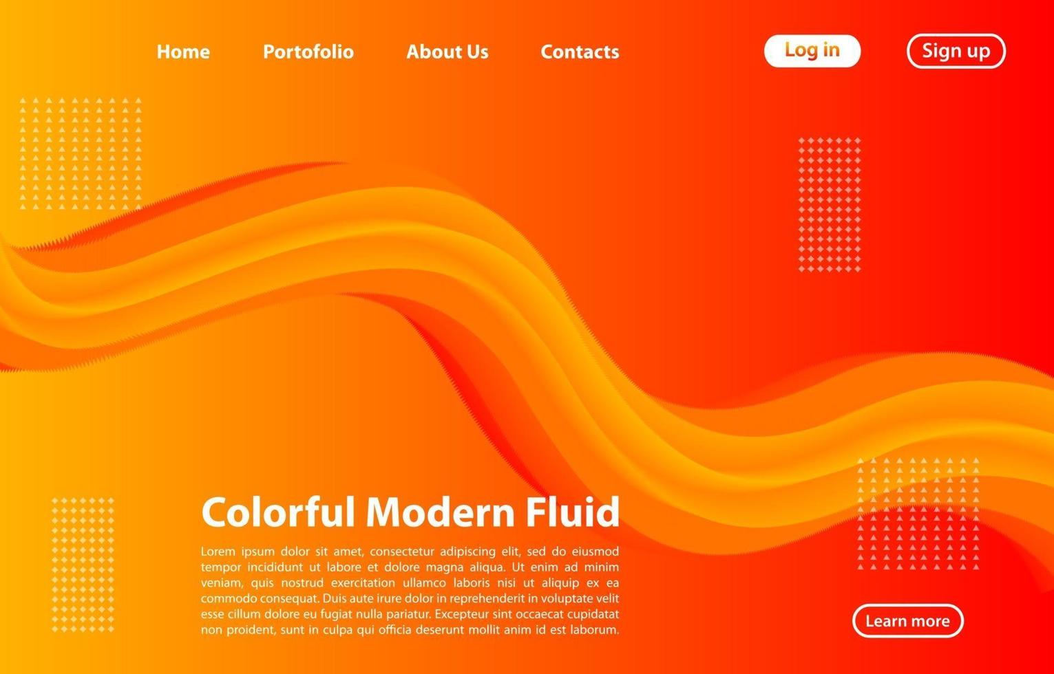 3D Abstract Fluid Shape with Gradient.Landing Page Concept in Orange Color. Abstract orange color geometric shapes background. vector