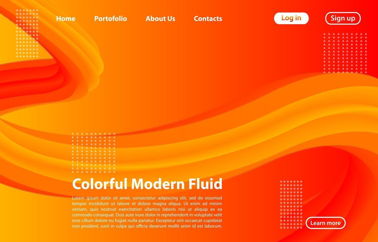 3D Abstract Fluid Shape with Gradient.Landing Page Concept in Orange Color. Abstract orange color geometric shapes background. vector