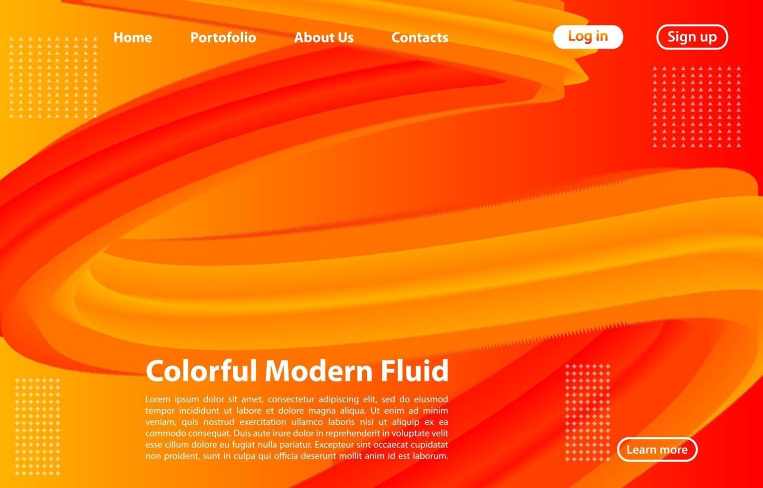 3D Abstract Fluid Shape with Gradient.Landing Page Concept in Orange Color. Abstract orange color geometric shapes background. vector