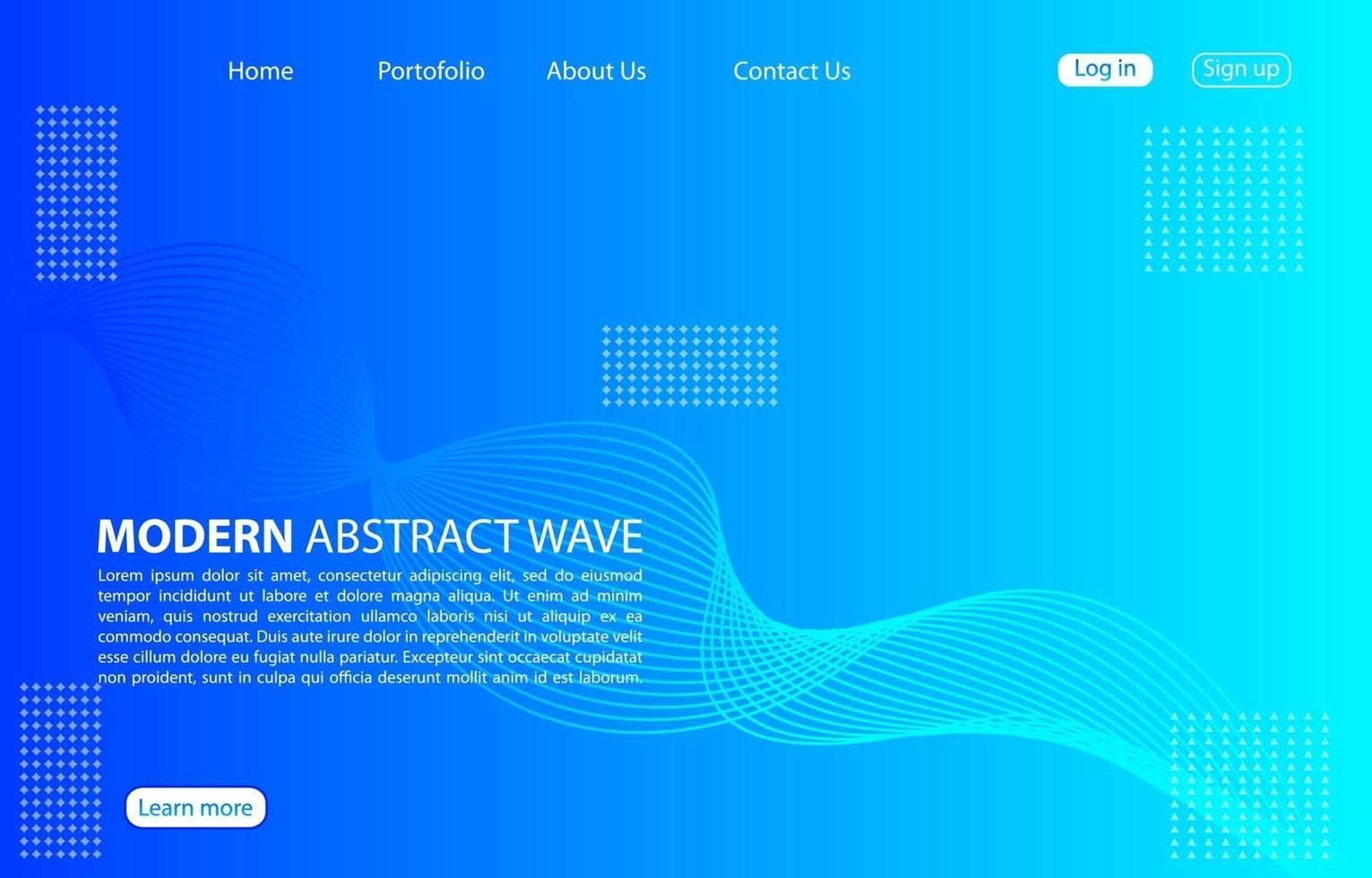 Modern abstract wave background.Landing page abstract wave design.Blue Template apps and websites. vector