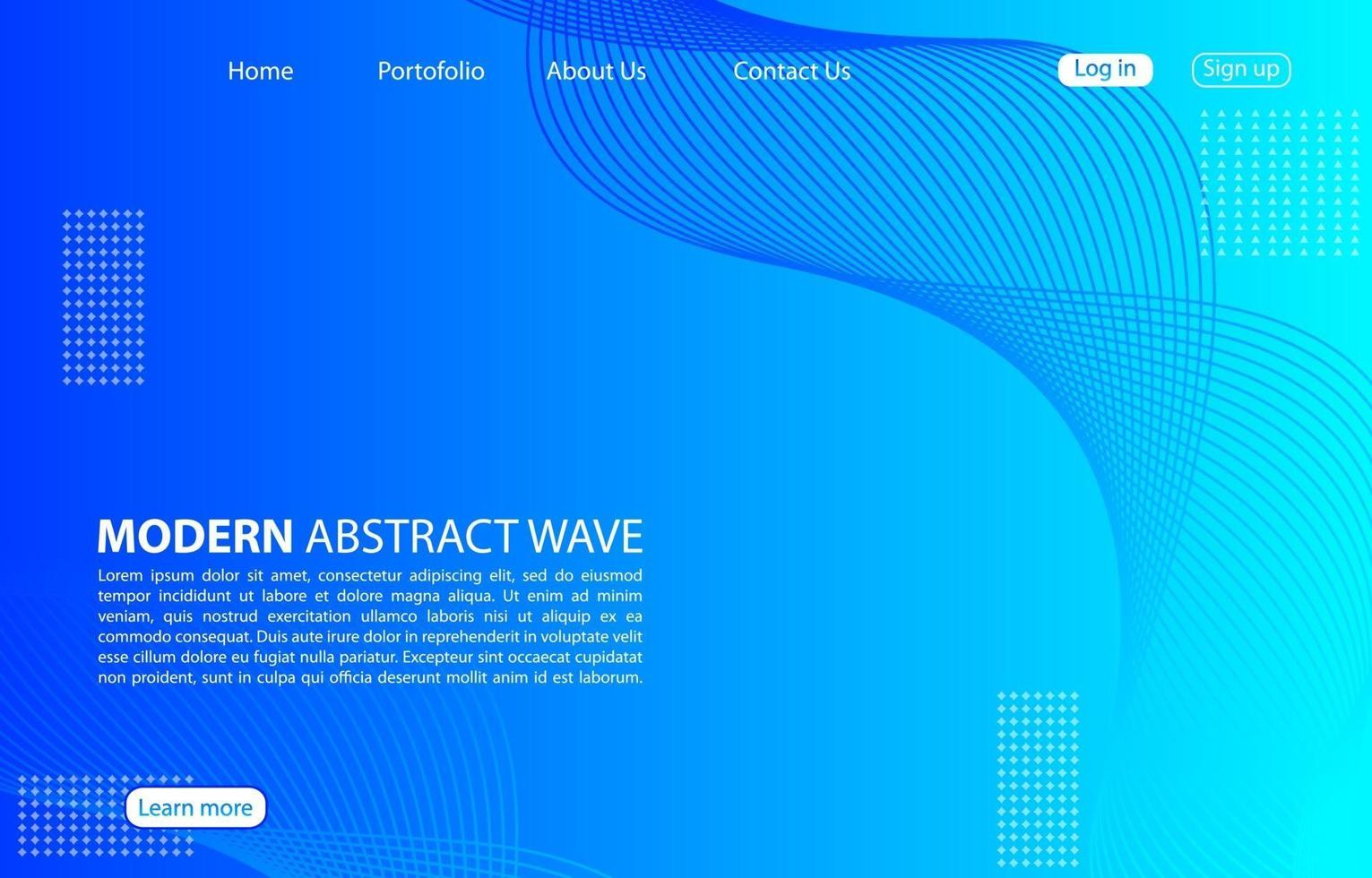 Modern abstract wave background.Landing page abstract wave design.Blue Template apps and websites. vector