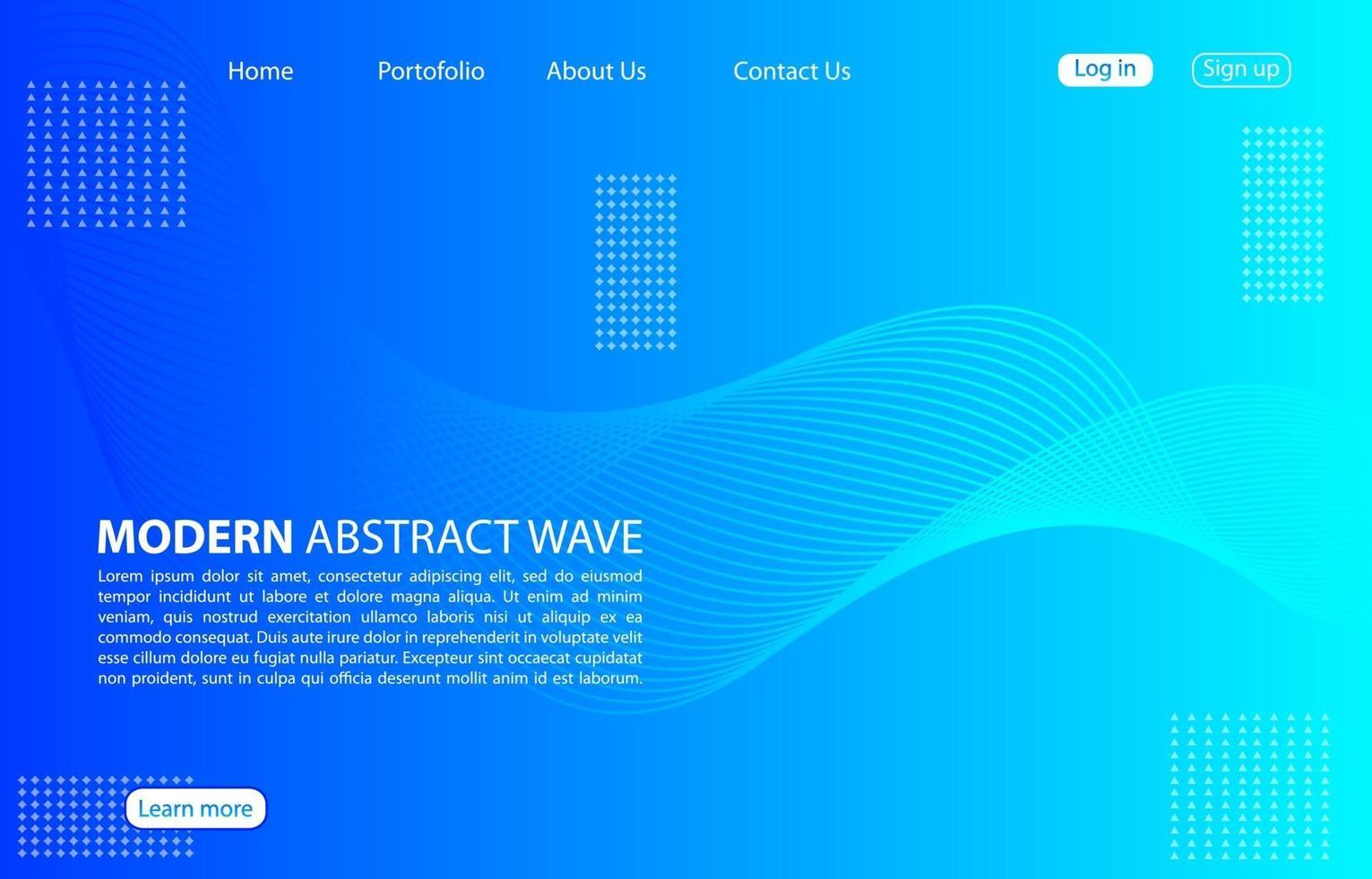 Modern abstract wave background.Landing page abstract wave design.Blue Template apps and websites. vector