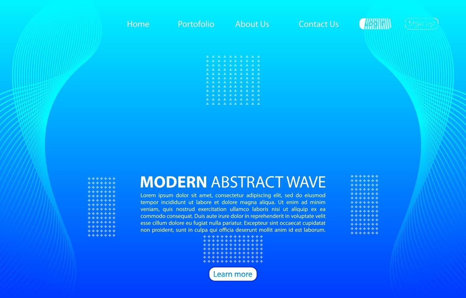 Fondo de onda abstracto moderno Diseño de onda abstracta de página de aterrizaje Aplicaciones de plantilla azul y sitios web. vector