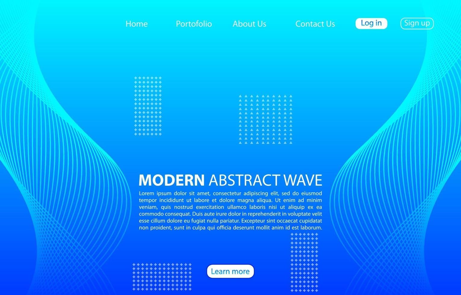 Modern abstract wave background.Landing page abstract wave design.Blue Template apps and websites. vector