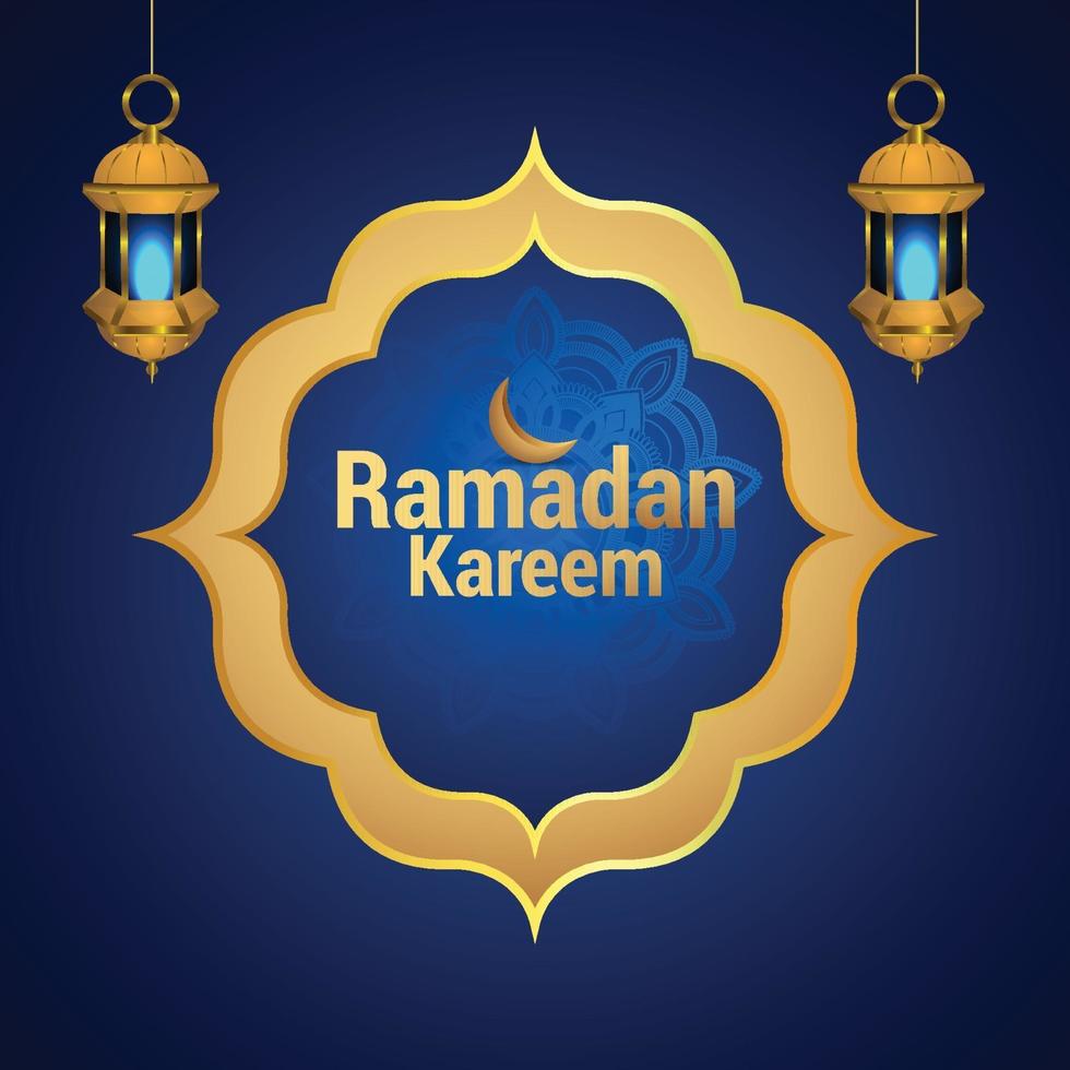 linterna dorada árabe del festival islámico ramadan kareem vector