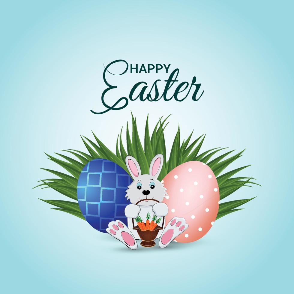 ilustración de pascua con hierba verde creativa con coloridos huevos de pascua vector