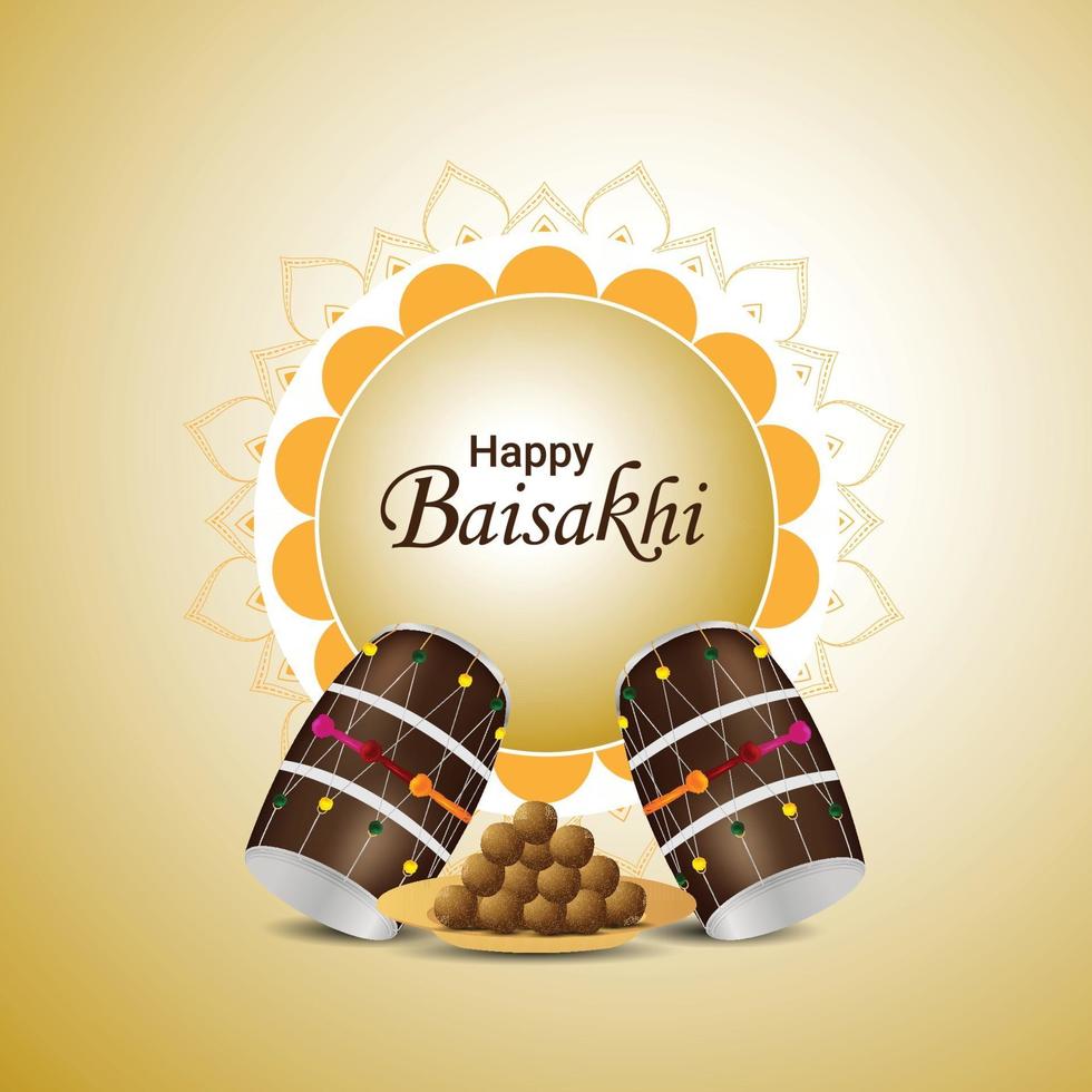 Happy vaisakhi indain sikh festival and background vector