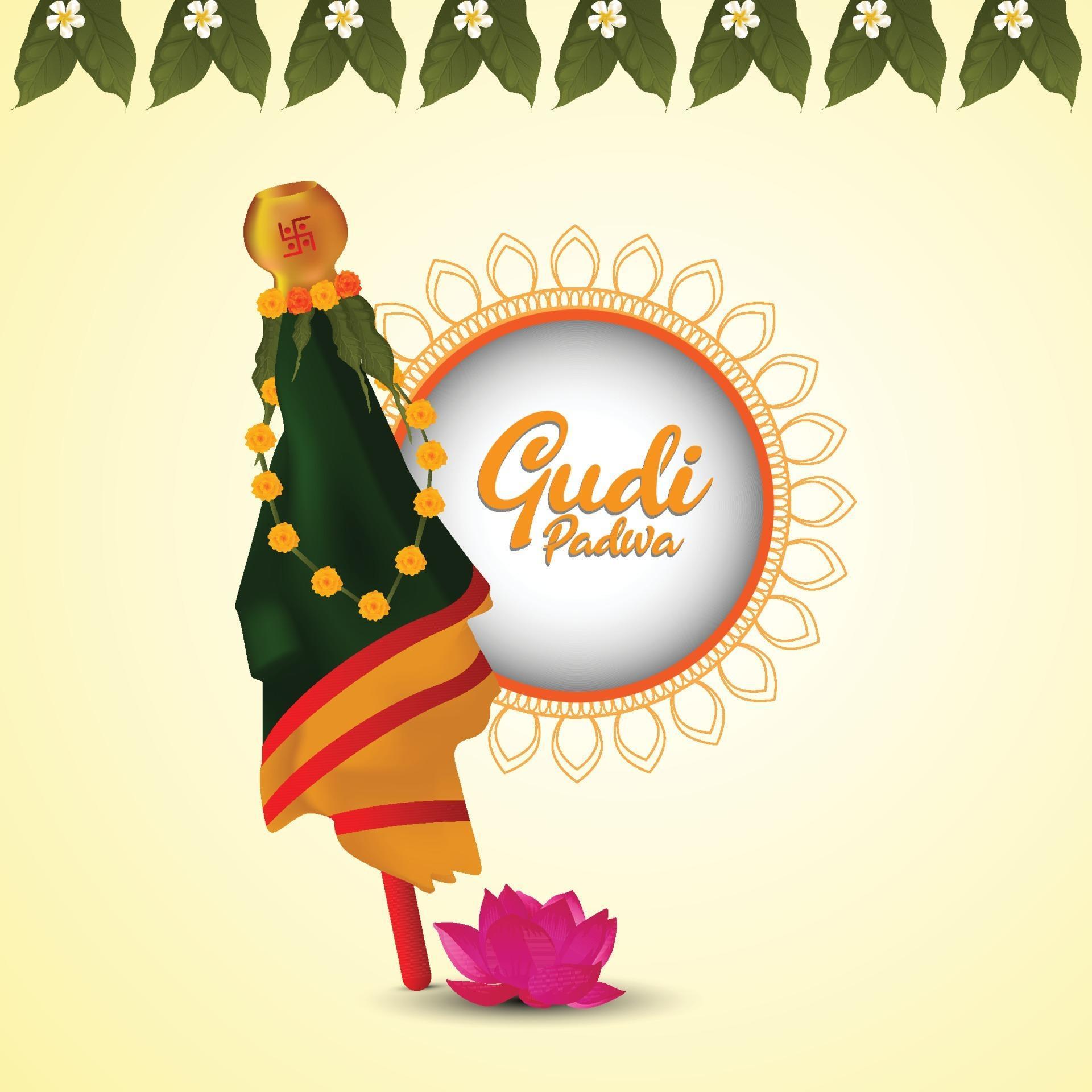 Happy gudi padwa day vector illustration 2155890 Vector Art at Vecteezy
