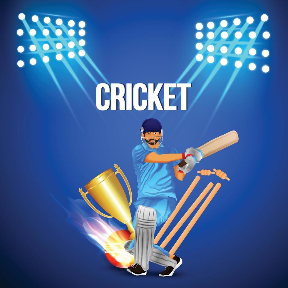 Cricket stadium background with cricketer illustration background vector